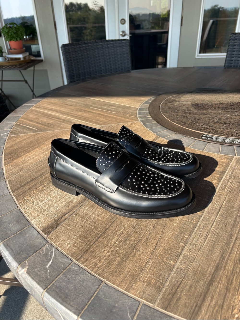 BRAND NEW Steve Madden Black Studded Penny Loafers